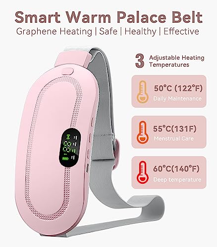 Women’s Menstrual Cramp Relief Belt – Lightweight Heating Pad with 3 Heat Levels, Abdominal Massage, Smart Timing & Portable Rechargeable Design