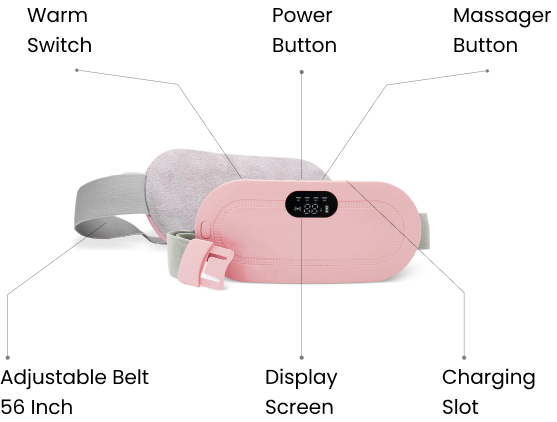 Women’s Menstrual Cramp Relief Belt – Lightweight Heating Pad with 3 Heat Levels, Abdominal Massage, Smart Timing & Portable Rechargeable Design