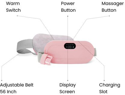 Women’s Menstrual Cramp Relief Belt – Lightweight Heating Pad with 3 Heat Levels, Abdominal Massage, Smart Timing & Portable Rechargeable Design