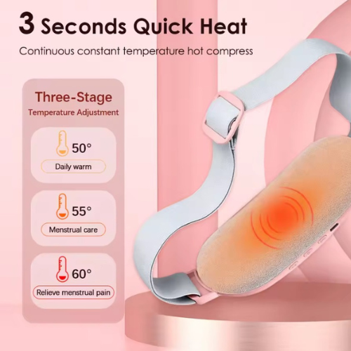 Women’s Menstrual Cramp Relief Belt – Lightweight Heating Pad with 3 Heat Levels, Abdominal Massage, Smart Timing & Portable Rechargeable Design