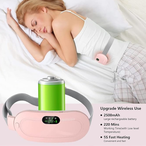 Women’s Menstrual Cramp Relief Belt – Lightweight Heating Pad with 3 Heat Levels, Abdominal Massage, Smart Timing & Portable Rechargeable Design