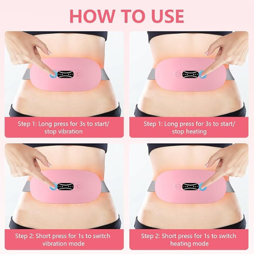 Women’s Menstrual Cramp Relief Belt – Lightweight Heating Pad with 3 Heat Levels, Abdominal Massage, Smart Timing & Portable Rechargeable Design